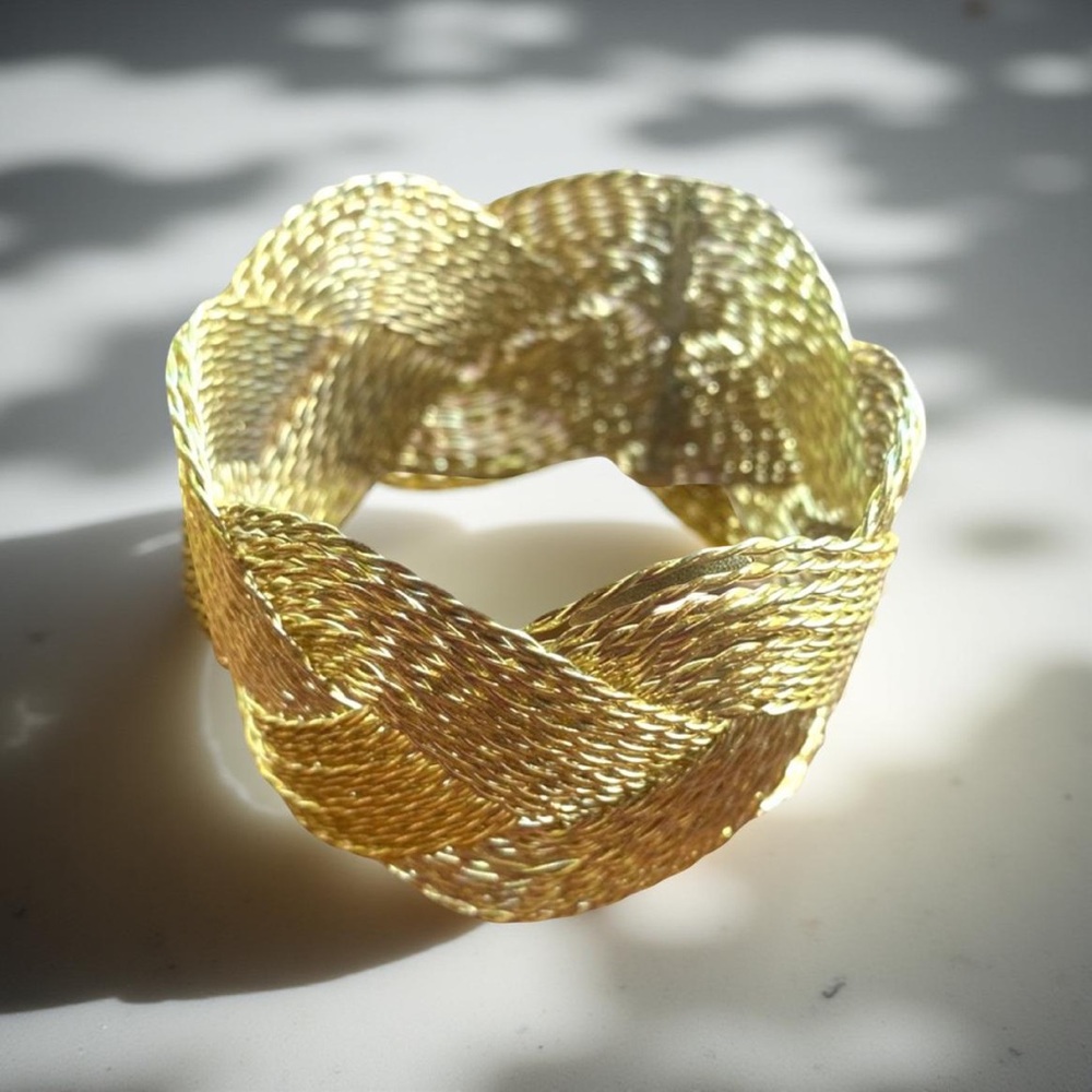 Twisted Braided Wide Bangle Bracelet